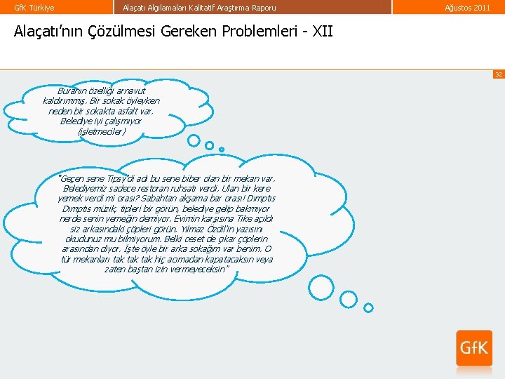 Gf. K Türkiye Alaçatı Algılamaları Kalitatif Araştırma Raporu Ağustos 2011 Alaçatı’nın Çözülmesi Gereken Problemleri