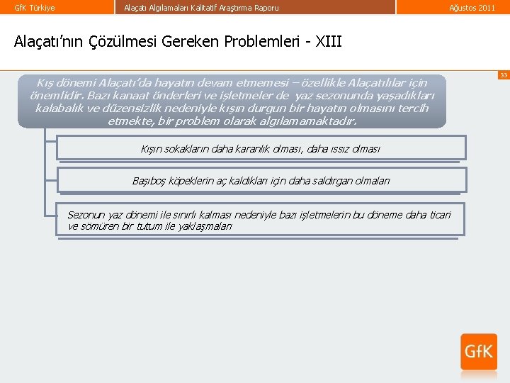 Gf. K Türkiye Alaçatı Algılamaları Kalitatif Araştırma Raporu Ağustos 2011 Alaçatı’nın Çözülmesi Gereken Problemleri