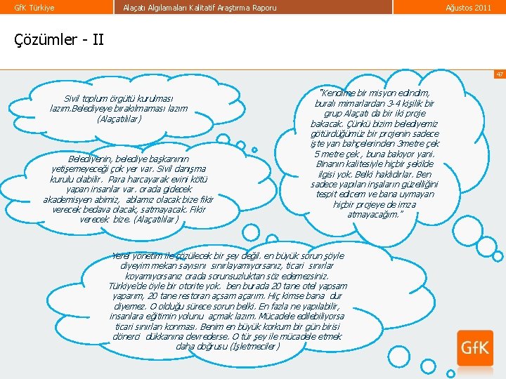 Gf. K Türkiye Alaçatı Algılamaları Kalitatif Araştırma Raporu Ağustos 2011 Çözümler - II 47