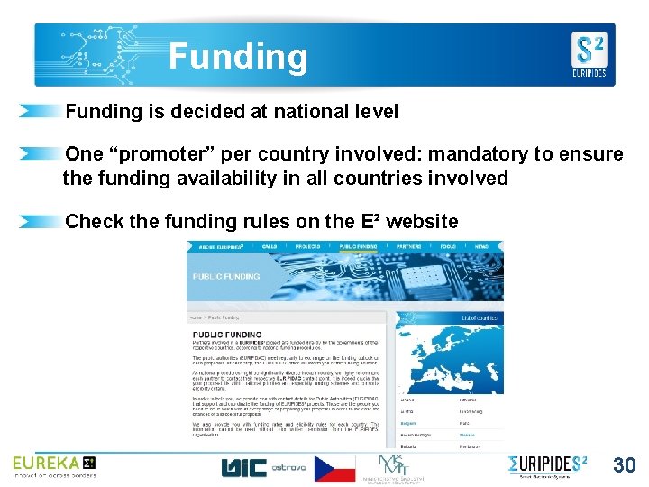 Funding is decided at national level One “promoter” per country involved: mandatory to ensure