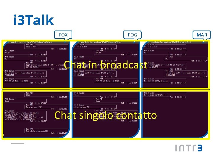 i 3 Talk FOX POG Chat in broadcast Chat singolo contatto MAR 