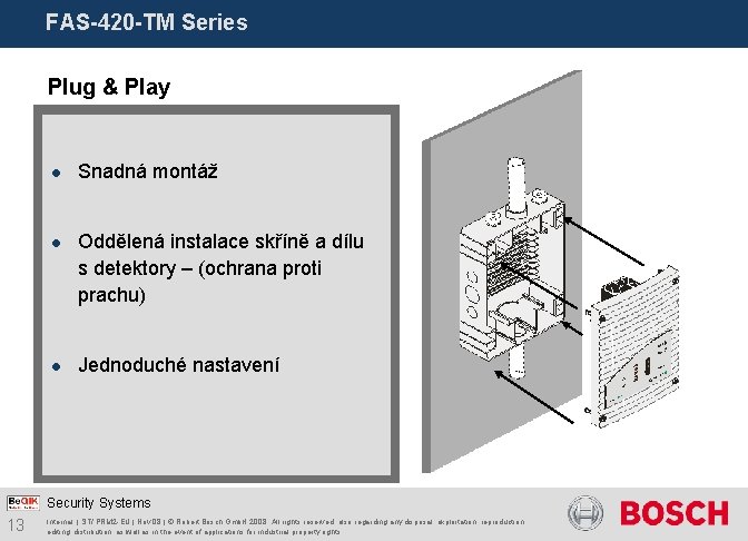 FAS-420 -TM Series Plug & Play l Snadná montáž l Oddělená instalace skříně a