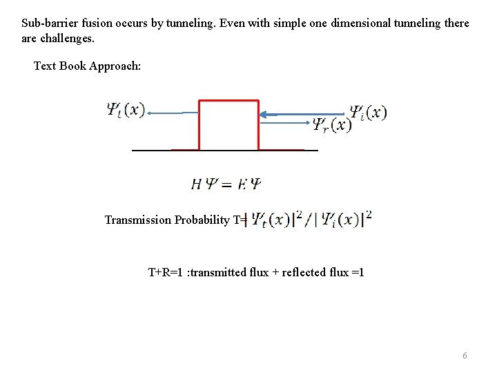 Sub-barrier fusion occurs by tunneling. Even with simple one dimensional tunneling there are challenges.