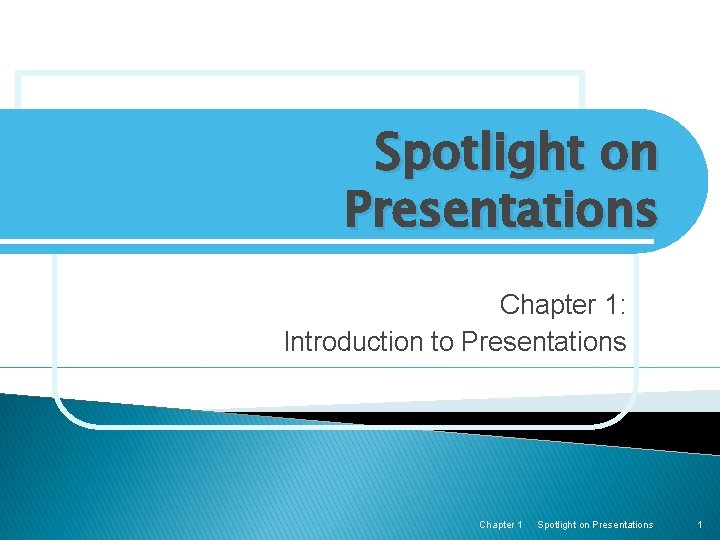 Spotlight on Presentations Chapter 1: Introduction to Presentations Chapter 1 Spotlight on Presentations 1