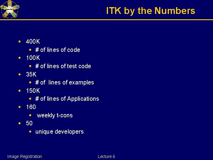 ITK by the Numbers § 400 K § # of lines of code §