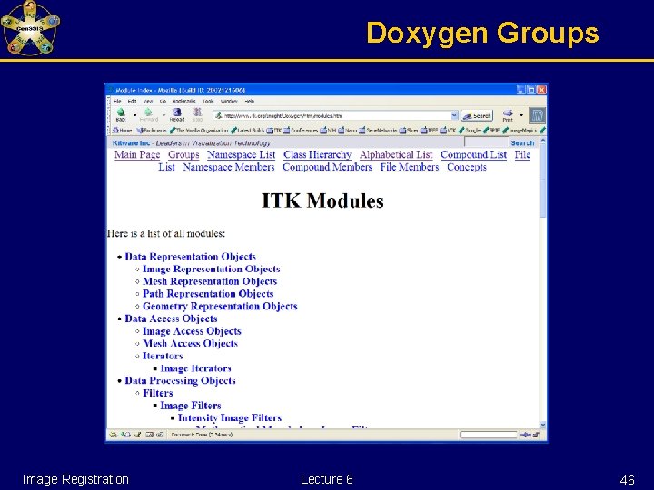 Doxygen Groups Image Registration Lecture 6 46 