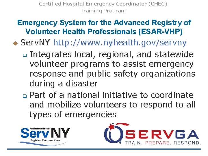 Certified Hospital Emergency Coordinator (CHEC) Training Program Emergency System for the Advanced Registry of Certified Hospital Emergency Coordinator (CHEC) Training Program Emergency System for the Advanced Registry of