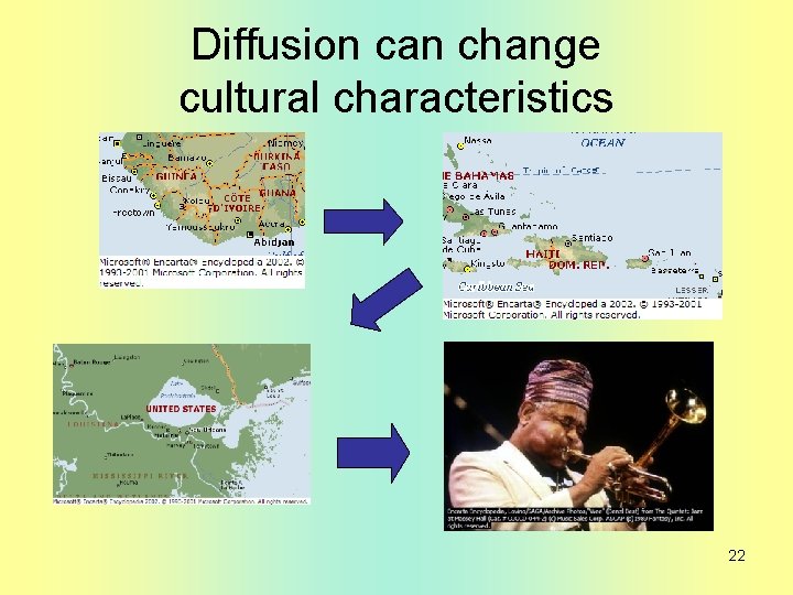 Diffusion can change cultural characteristics 22 