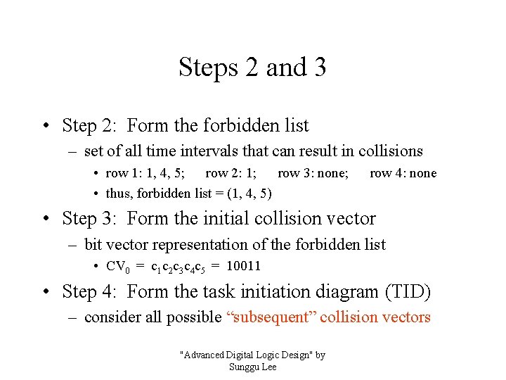 Steps 2 and 3 • Step 2: Form the forbidden list – set of