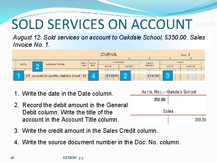 SOLD SERVICES ON ACCOUNT page 68 August 12. Sold services on account to Oakdale
