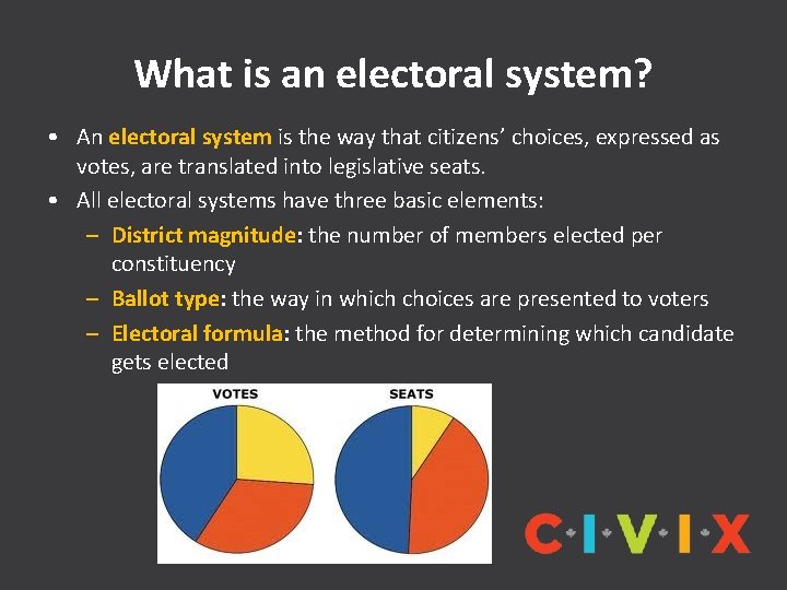 What is an electoral system? • An electoral system is the way that citizens’