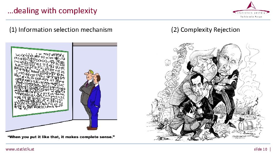 …dealing with complexity (1) Information selection mechanism www. statistik. at (2) Complexity Rejection slide …dealing with complexity (1) Information selection mechanism www. statistik. at (2) Complexity Rejection slide
