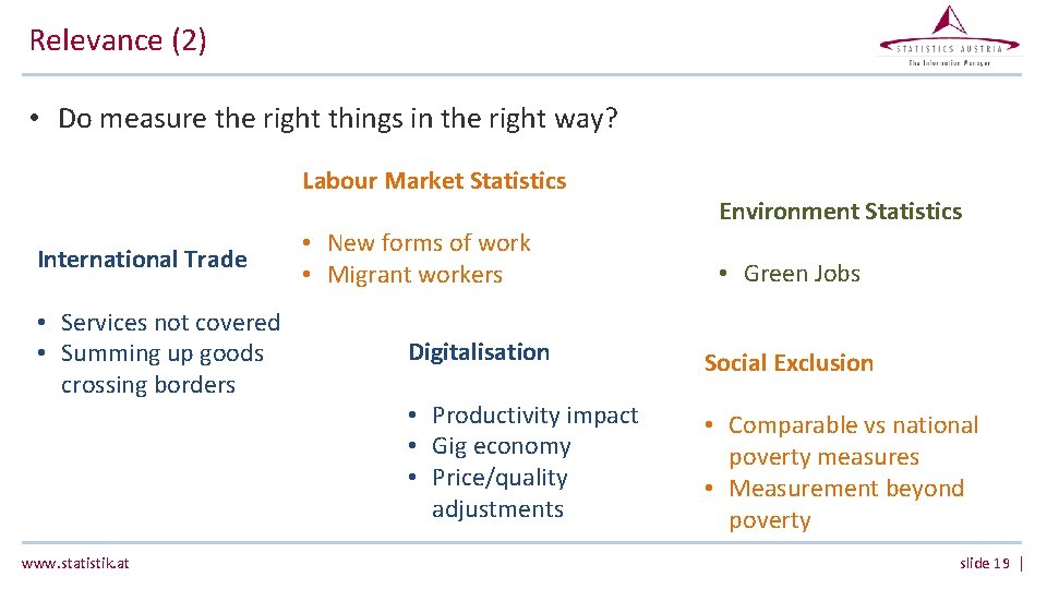 Relevance (2) • Do measure the right things in the right way? Labour Market Relevance (2) • Do measure the right things in the right way? Labour Market