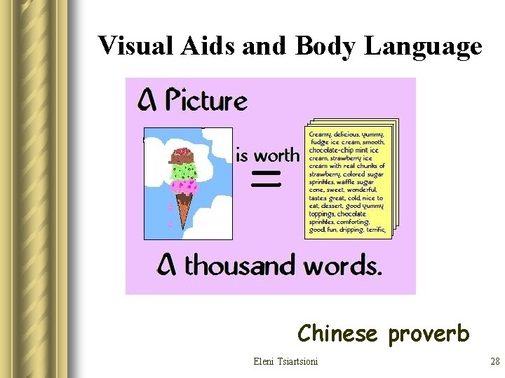 Visual Aids and Body Language Chinese proverb Eleni Tsiartsioni 28 Visual Aids and Body Language Chinese proverb Eleni Tsiartsioni 28