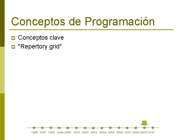 Conceptos de Programación p p Conceptos clave "Repertory grid" 