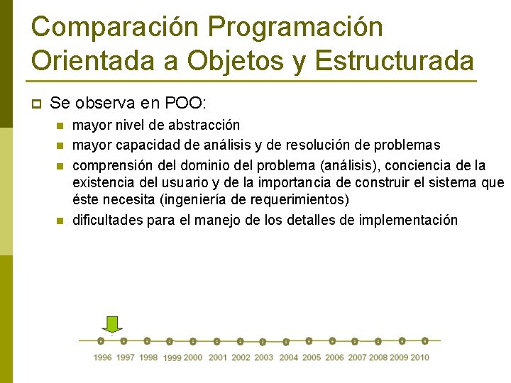 Comparación Programación Orientada a Objetos y Estructurada p Se observa en POO: n n