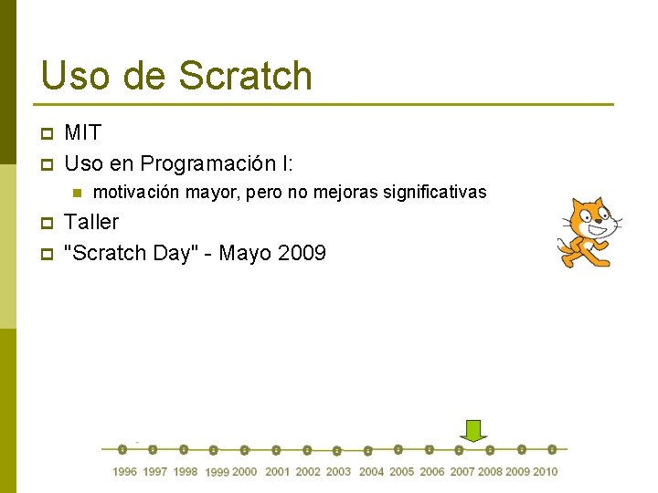 Uso de Scratch p p MIT Uso en Programación I: n p p motivación