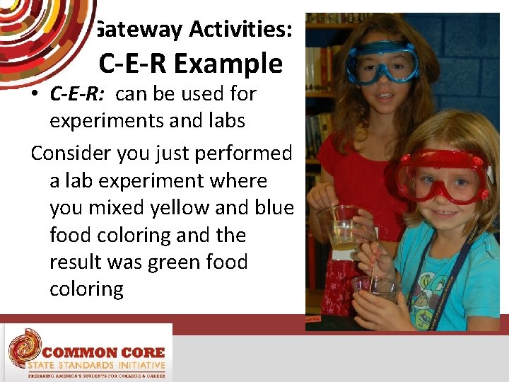 Gateway Activities: C-E-R Example • C-E-R: can be used for experiments and labs Consider