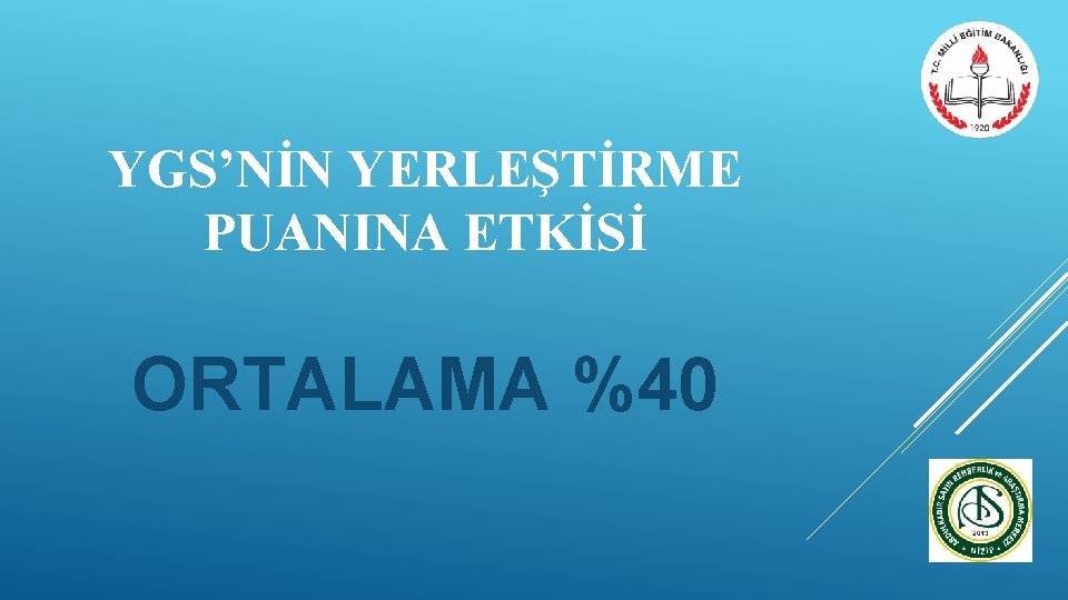 YGS’NİN YERLEŞTİRME PUANINA ETKİSİ ORTALAMA %40 