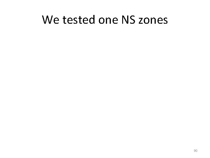 We tested one NS zones 90 
