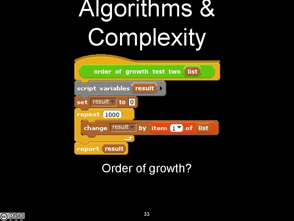 Algorithms & Complexity Order of growth? 33 