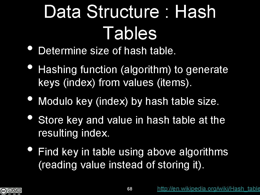 Data Structure : Hash Tables • Determine size of hash table. • Hashing function