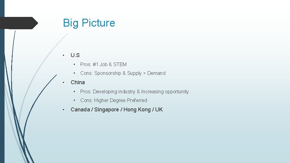 Big Picture • • • U. S • Pros: #1 Job & STEM •