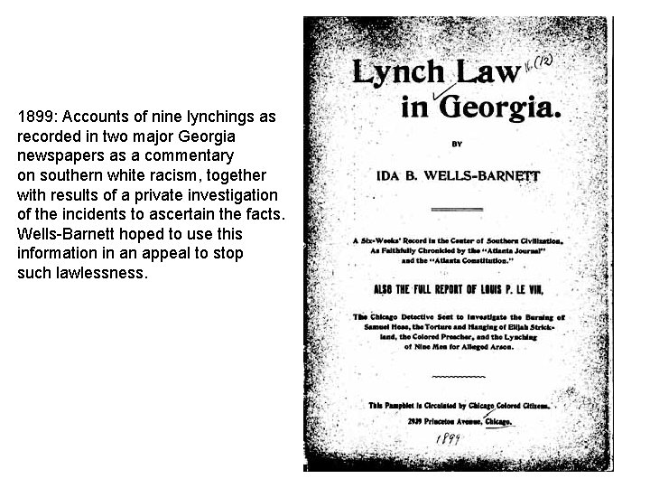 1899: Accounts of nine lynchings as recorded in two major Georgia newspapers as a