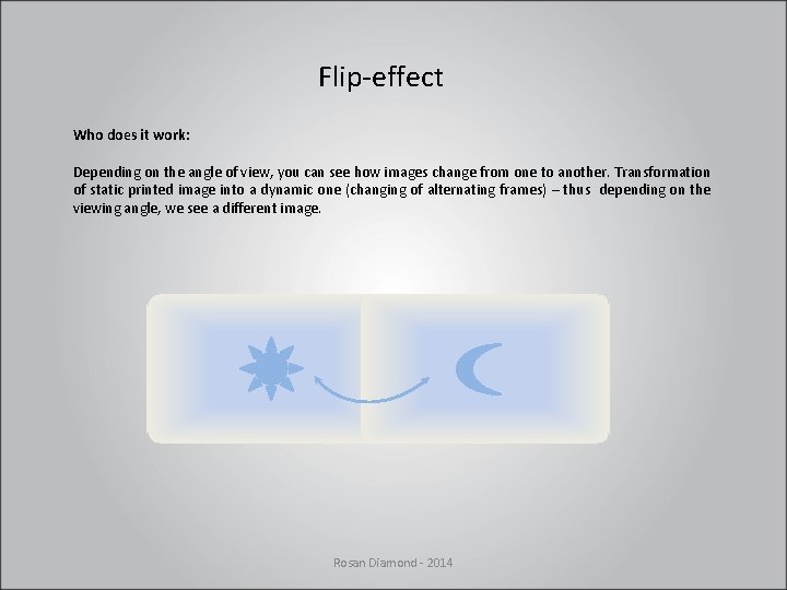 Flip-effect Who does it work: Depending on the angle of view, you can see Flip-effect Who does it work: Depending on the angle of view, you can see