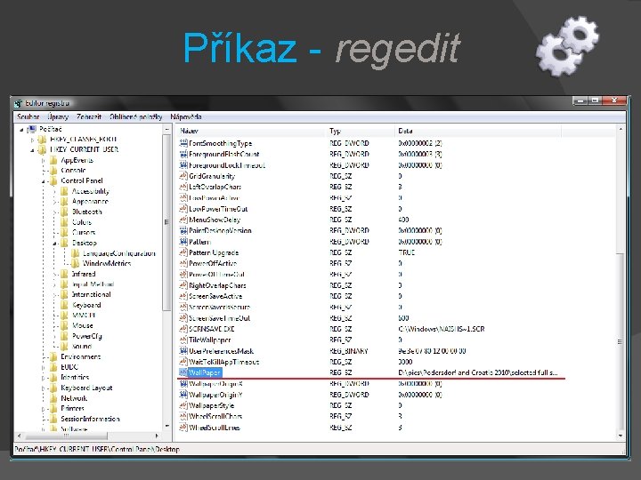 Příkaz - regedit 