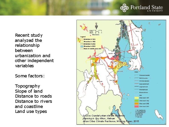 Recent study analyzed the relationship between urbanization and other independent variables Some factors: Topography