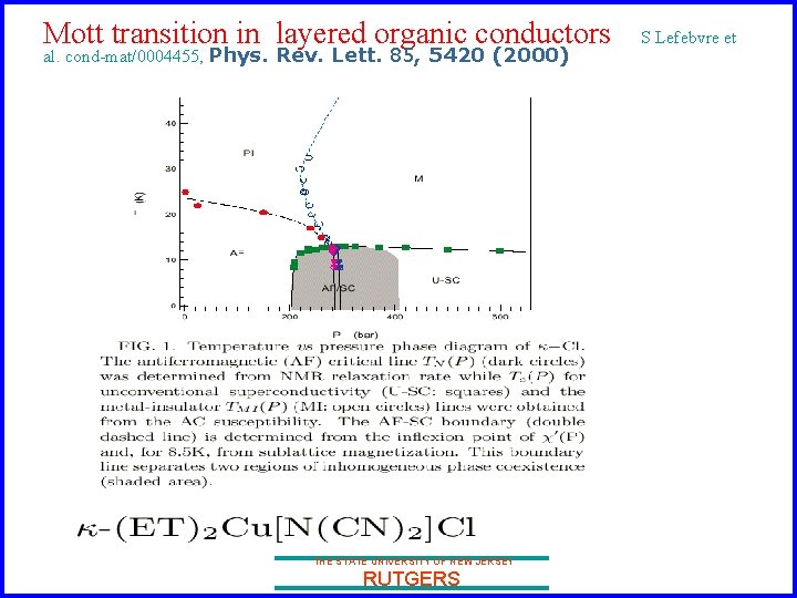 Mott transition in layered organic conductors al. cond-mat/0004455, Phys. Rev. Lett. 85, 5420 (2000)