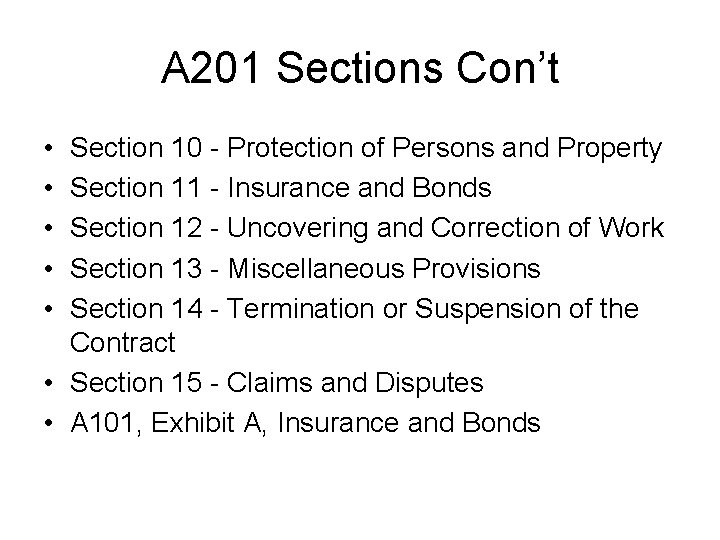 A 201 Sections Con’t • • • Section 10 - Protection of Persons and A 201 Sections Con’t • • • Section 10 - Protection of Persons and