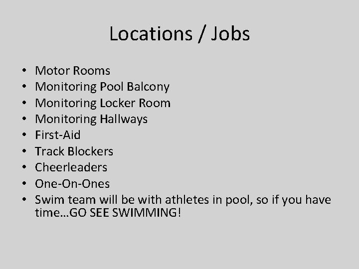 Locations / Jobs • • • Motor Rooms Monitoring Pool Balcony Monitoring Locker Room