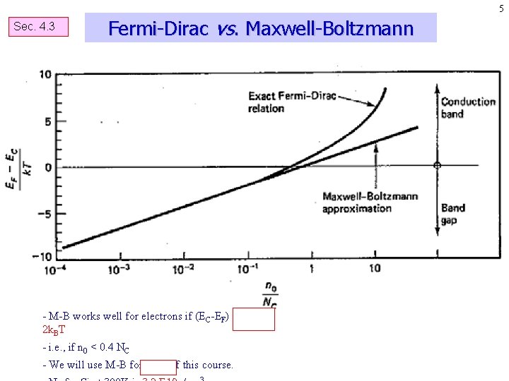 5 Sec. 4. 3 Fermi-Dirac vs. Maxwell-Boltzmann - M-B works well for electrons if 5 Sec. 4. 3 Fermi-Dirac vs. Maxwell-Boltzmann - M-B works well for electrons if
