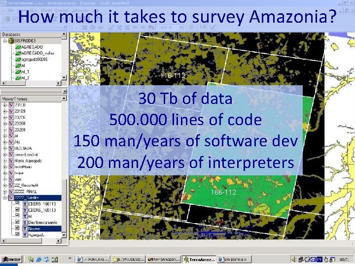 How much it takes to survey Amazonia? 116 -112 30 Tb of data 500.