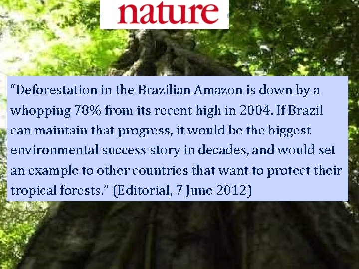 “Deforestation in the Brazilian Amazon is down by a whopping 78% from its recent