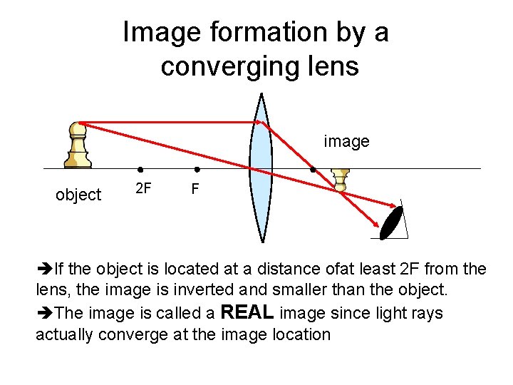 Image formation by a converging lens image object 2 F F If the object
