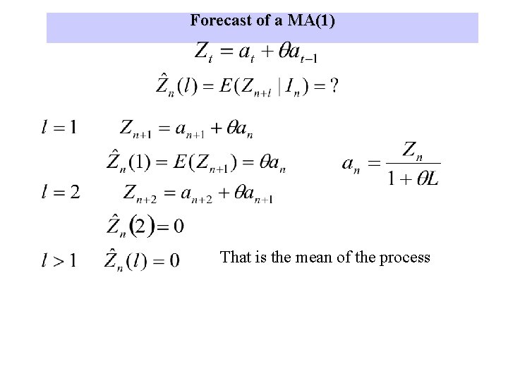 Forecast of a MA(1) That is the mean of the process 