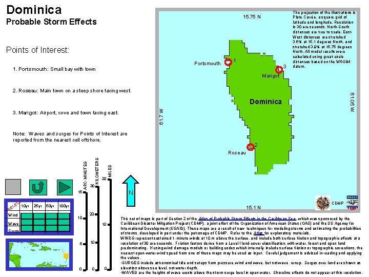 Dominica 15. 75 N Probable Storm Effects Points of Interest: Portsmouth 1. Portsmouth: Small