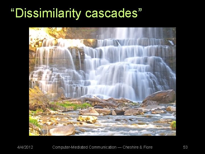 “Dissimilarity cascades” 4/4/2012 Computer-Mediated Communication — Cheshire & Fiore 53 