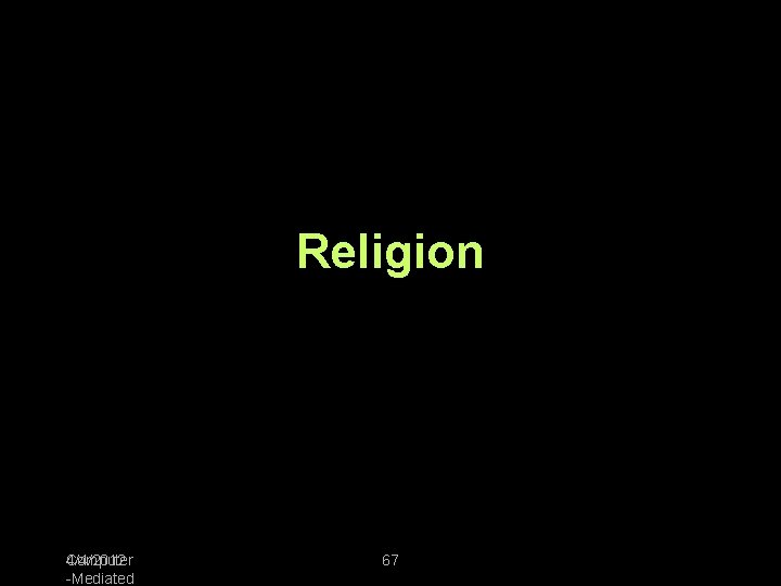 Religion 4/4/2012 Computer -Mediated 67 