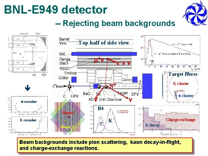 BNL-E 949 detector -- Rejecting beam backgrounds Top half of side view m+ n