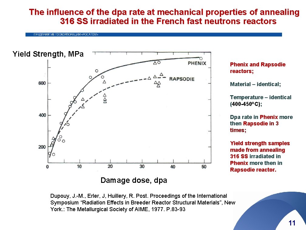 The influence of the dpa rate at mechanical properties of annealing 316 SS irradiated