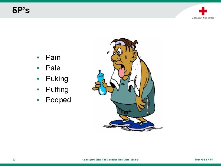 5 P’s • • • 62 Pain Pale Puking Puffing Pooped Copyright © 2006 5 P’s • • • 62 Pain Pale Puking Puffing Pooped Copyright © 2006