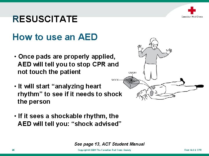 RESUSCITATE How to use an AED • Once pads are properly applied, AED will RESUSCITATE How to use an AED • Once pads are properly applied, AED will