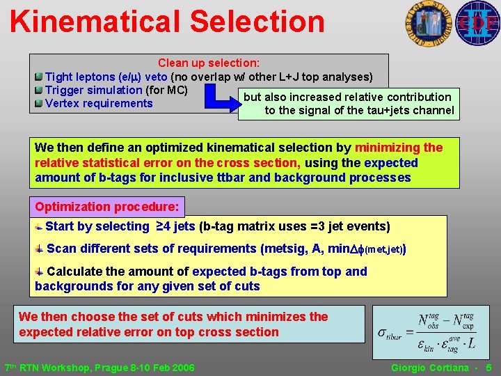 Kinematical Selection Clean up selection: Tight leptons (e/m) veto (no overlap w/ other L+J Kinematical Selection Clean up selection: Tight leptons (e/m) veto (no overlap w/ other L+J