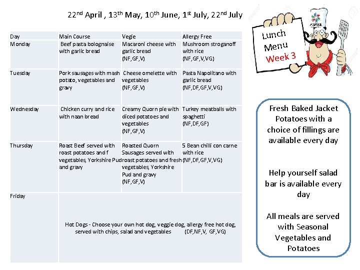 22 nd April , 13 th May, 10 th June, 1 st July, 22 22 nd April , 13 th May, 10 th June, 1 st July, 22
