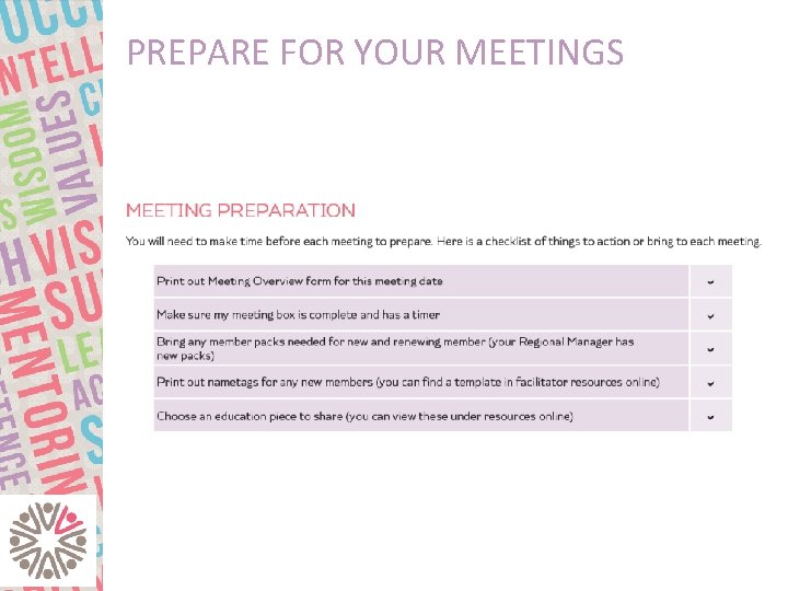 PREPARE FOR YOUR MEETINGS 