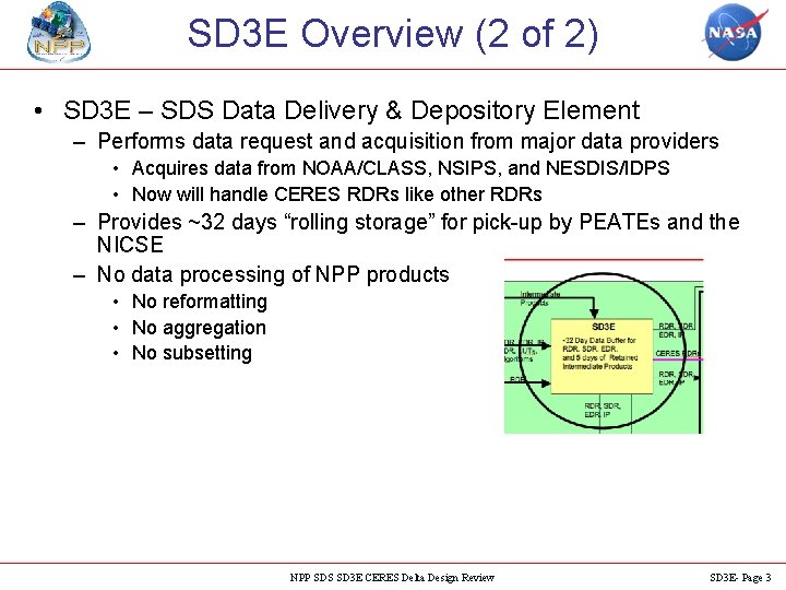 SD 3 E Overview (2 of 2) • SD 3 E – SDS Data